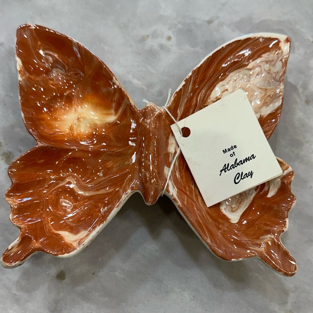 Marbled Terracotta & Cream Butterfly Accent Dish